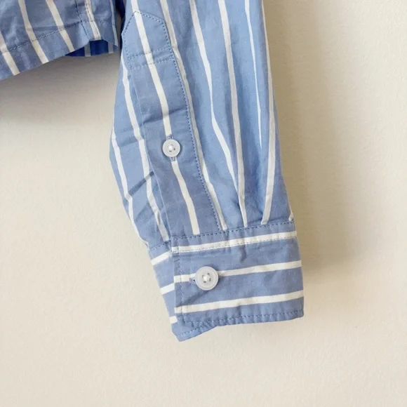 Everlane The Way-Short Striped Shirt XXS Silky Cotton Mariner Blue - Picture 5 of 8